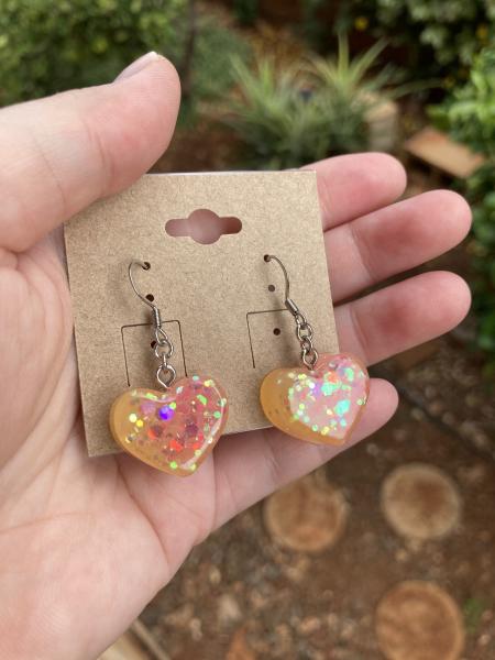 Pink and Yellow Heart Earrings picture