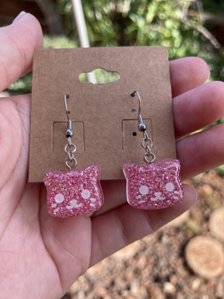 Bright Pink Cat Earrings picture