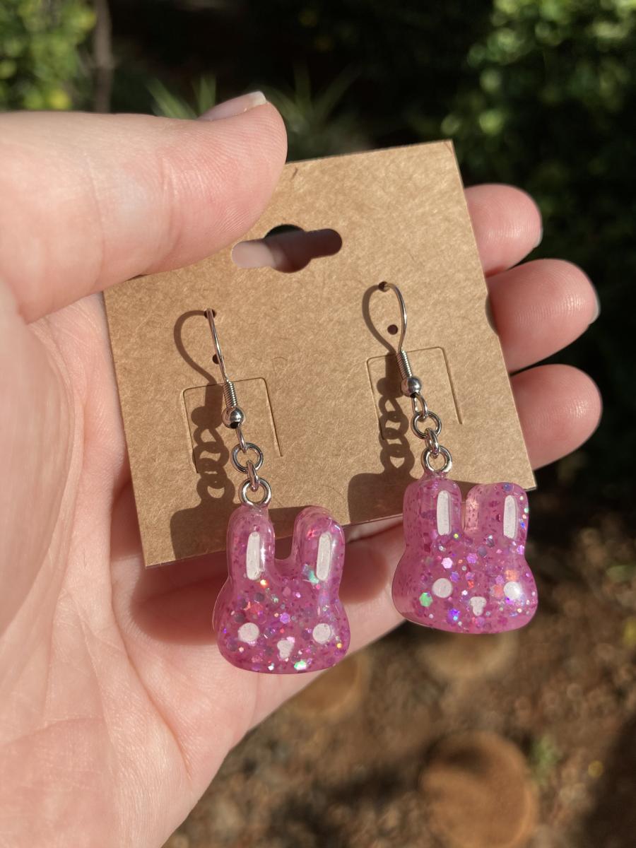 Bubblegum Pink Bunny Earrings picture