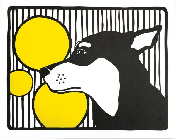 Dog with Stripes and Circle