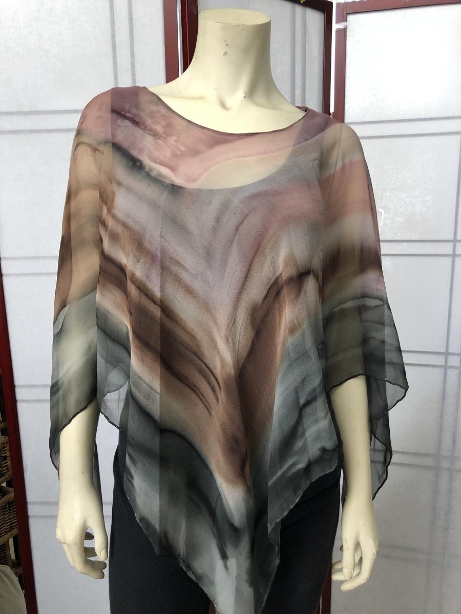 Red sunset wave poncho picture