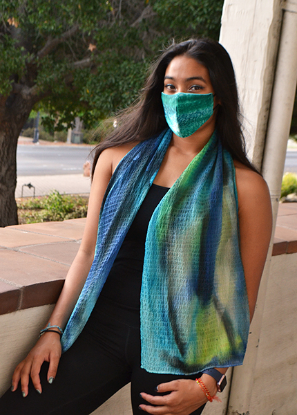 Ocean blue crush silk scarf