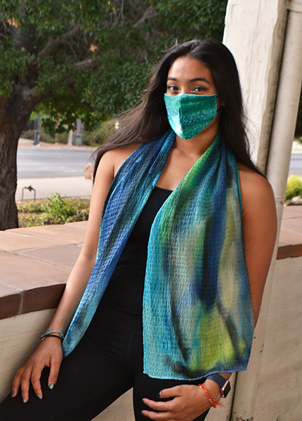 Ocean blue crush silk scarf picture