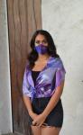 Purple paisley scarf-mask