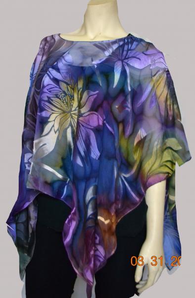 Purple green devore poncho picture