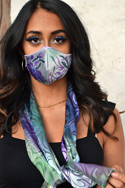 Purple green scarf-Mask picture