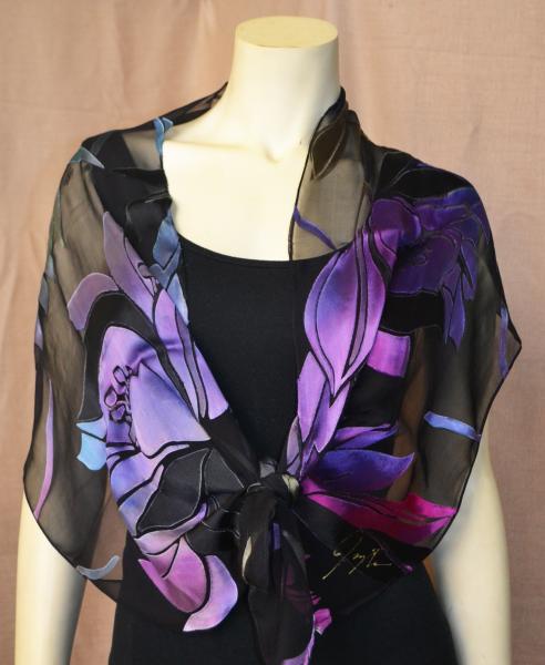 Black purple magnolia scarf