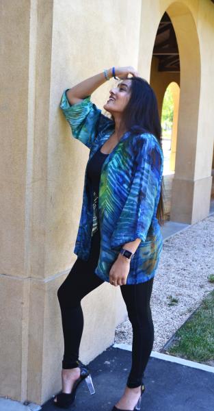 Ocean Blue devore silk Jacket picture