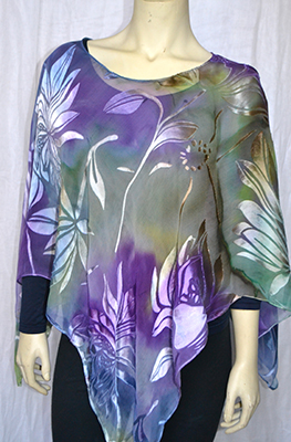 Purple green devore poncho picture