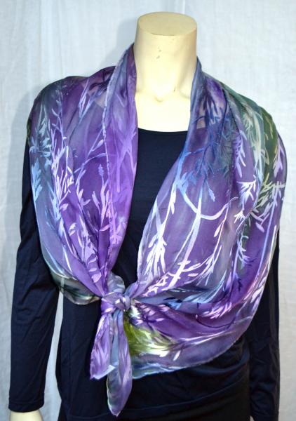 Purple green twigs scarf picture