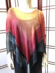 Red sunset wave poncho