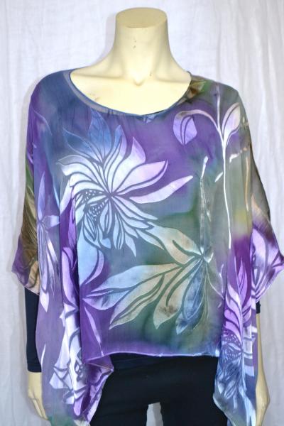 Purple green devore poncho picture