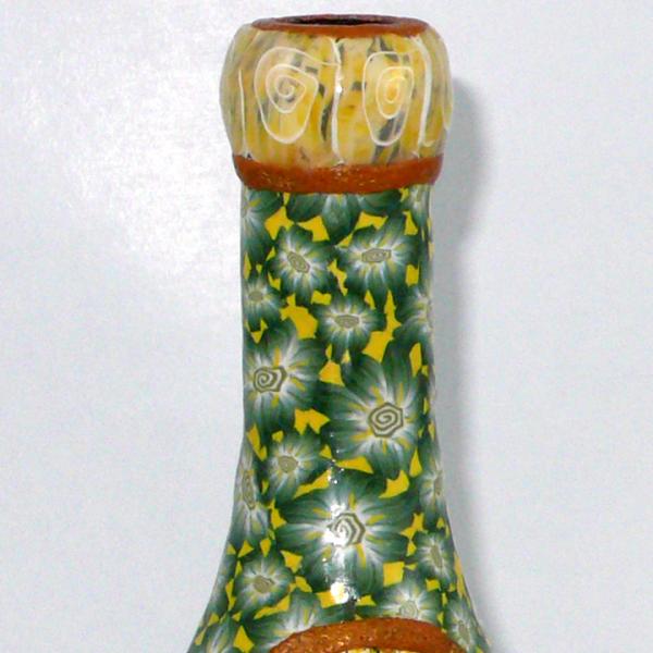 Vase bottle - Flora and Fauna (green, yellow, brown) picture