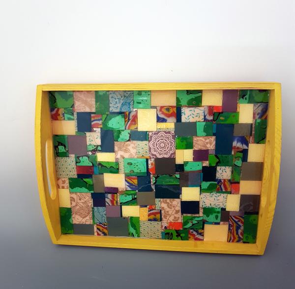 Serving Tray, Polymer Clay Mosaic - Green