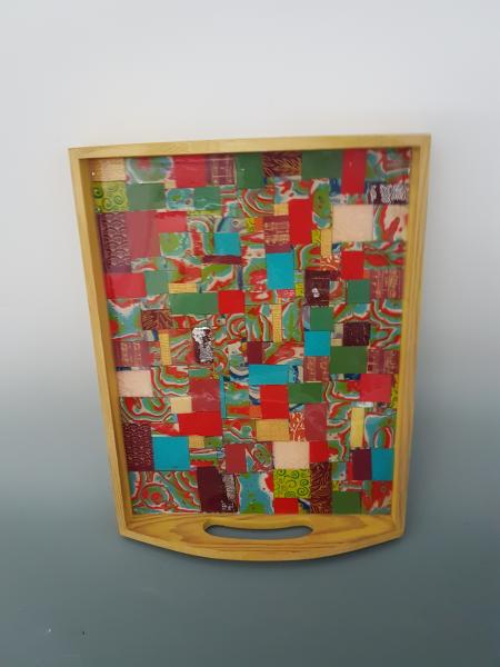 Serving Tray - Polymer clay Mosaic - Red