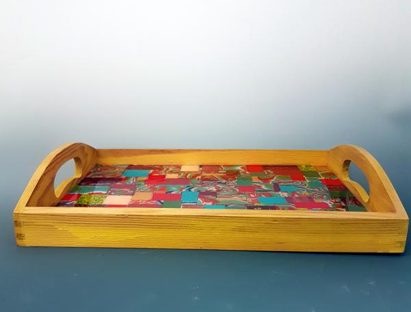 Serving Tray - Polymer clay Mosaic - Red picture