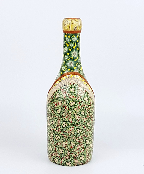 Vase bottle - Flora and Fauna (green, yellow, brown) picture