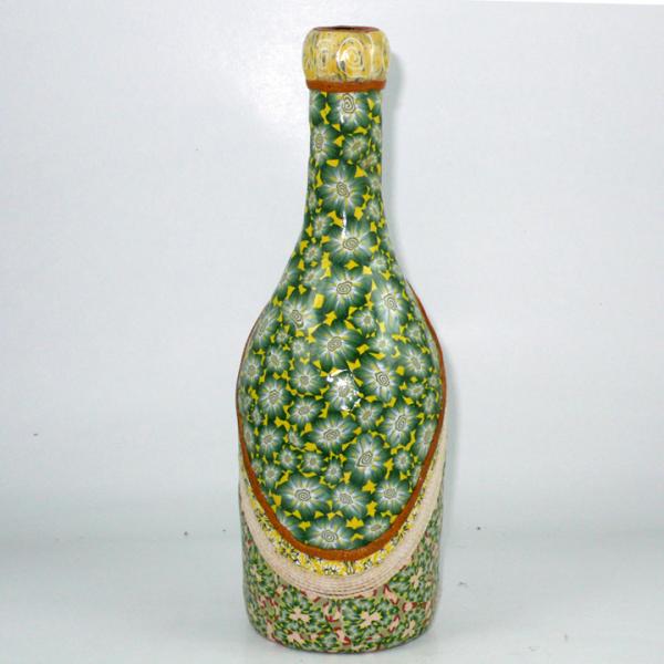 Vase bottle - Flora and Fauna (green, yellow, brown)