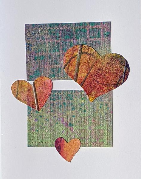 card - 3 hearts Series #3 ; 5"x6.5"