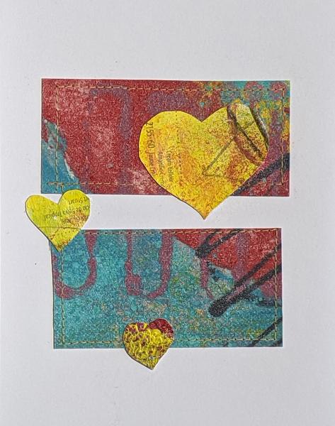 card - 3 hearts Series #5 ; 5"x6.5" picture