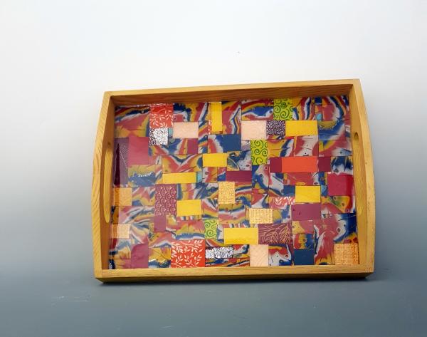 Serving Tray - Polymer clay Mosaic - Brown picture