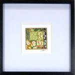 Greens 003  - 6"x6" Framed, Matted Washi Mosaic