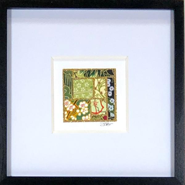 Greens 003  - 6"x6" Framed, Matted Washi Mosaic