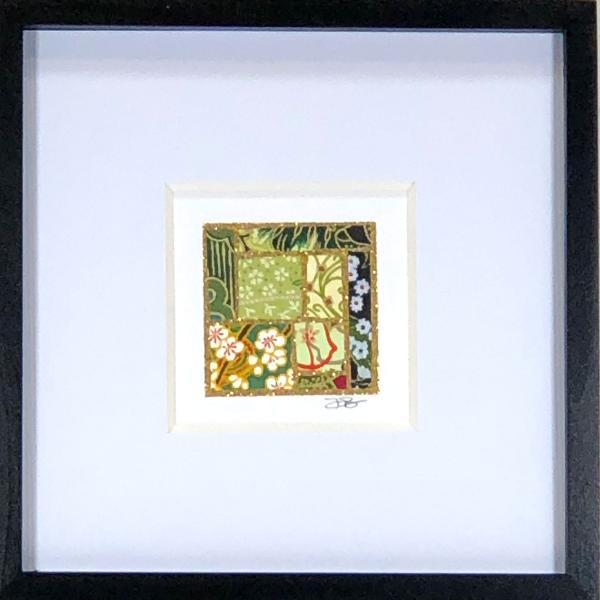 Greens 003  - 6"x6" Framed, Matted Washi Mosaic picture