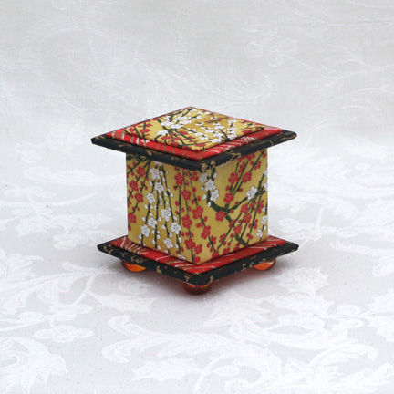 Yellow Cherry Washi Covered Box, 3"x3" (brim to brim); 3.38" tall picture