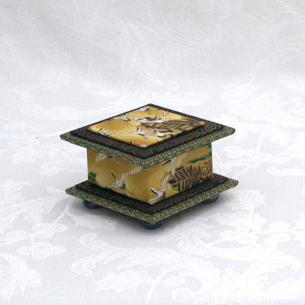 Ochre Crane Washi Covered Box, 3"x3" (brim to brim); 2" tall picture