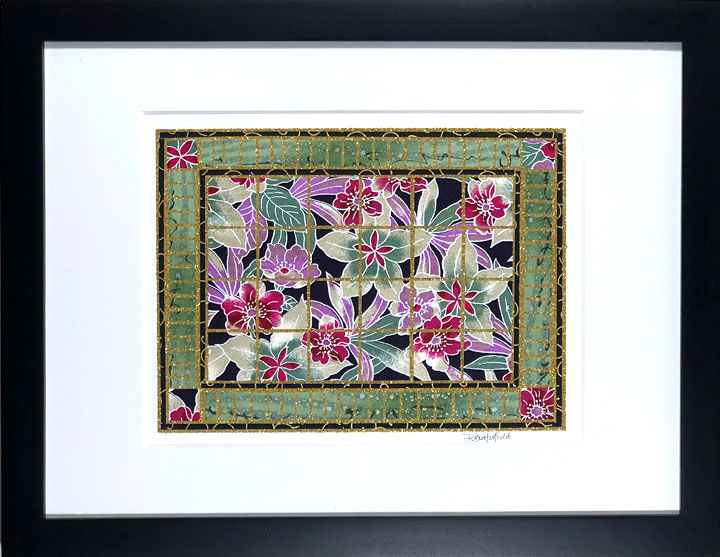 Tropical Breezes - 9"x12" Framed, Matted Washi Mosaic