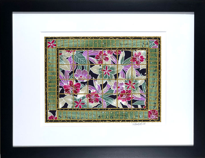 Tropical Breezes - 9"x12" Framed, Matted Washi Mosaic picture