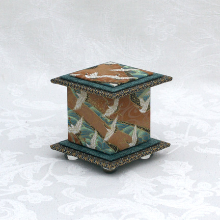 Teal Crane Washi Covered Box, 3"x3" (brim to brim); 3.38" tall picture