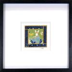 Bunnies 002  - 6"x6" Framed, Matted Washi Mosaic