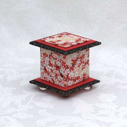 Bright Red Cherry Washi Covered Box, 3"x3" (brim to brim); 3.38" tall picture