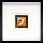 Orange Crane 002  - 6"x6" Framed, Matted Washi Mosaic