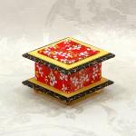 Red Coffee Washi Covered Box, 3"x3" (brim to brim); 2" tall