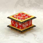 Red Coffee Washi Covered Box, 3"x3" (brim to brim); 2" tall