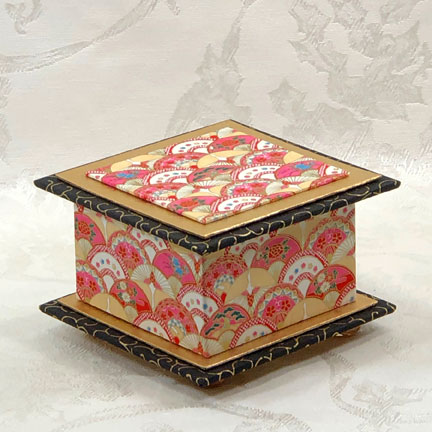 NEW! Fans Washi Covered Box, 4.5"x 4.5" (brim to brim); 3.25" tall picture