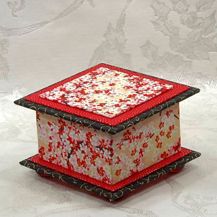 Bright Red Cherry Washi Covered Box, 4.5"x 4.5" (brim to brim); 3.25" tall picture