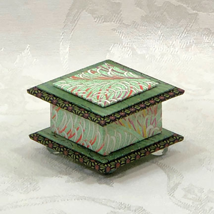 Mint ReedsWashi Covered Box, 3"x3" (brim to brim); 2" tall