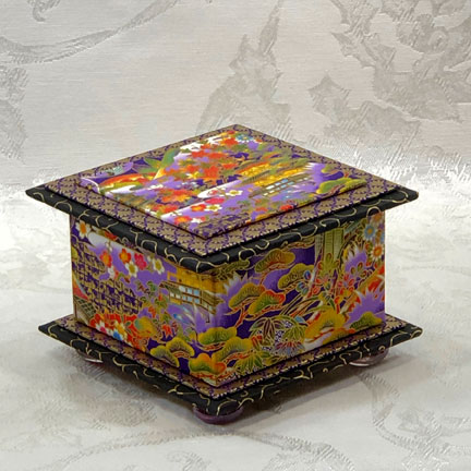 Purple Temple Washi Covered Box, 4.5"x 4.5" (brim to brim); 3.25" tall picture