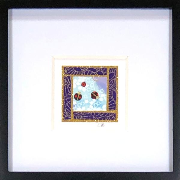 Ladybug 001  - 6"x6" Framed, Matted Washi Mosaic