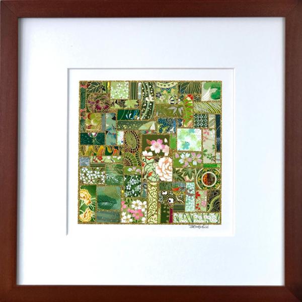 Green Thumb - 12.5" x 12.5" Framed, Matted Washi Mosaic