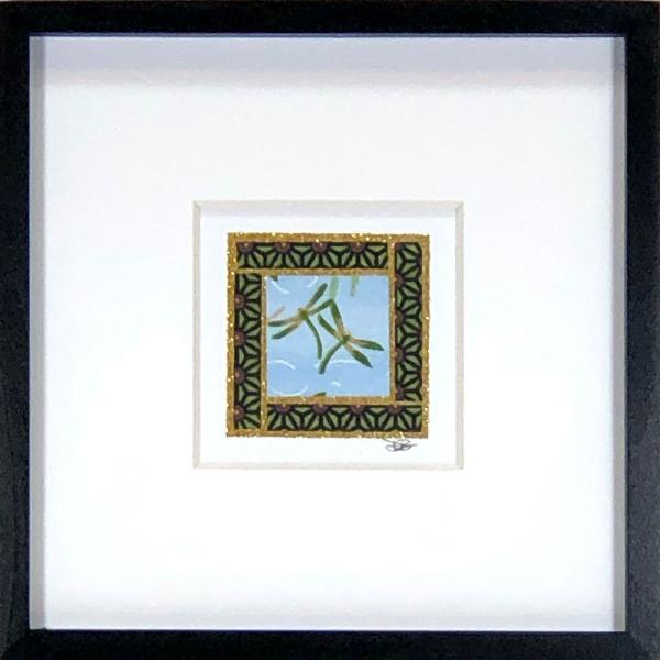 Dragonfly 002  - 6"x6" Framed, Matted Washi Mosaic