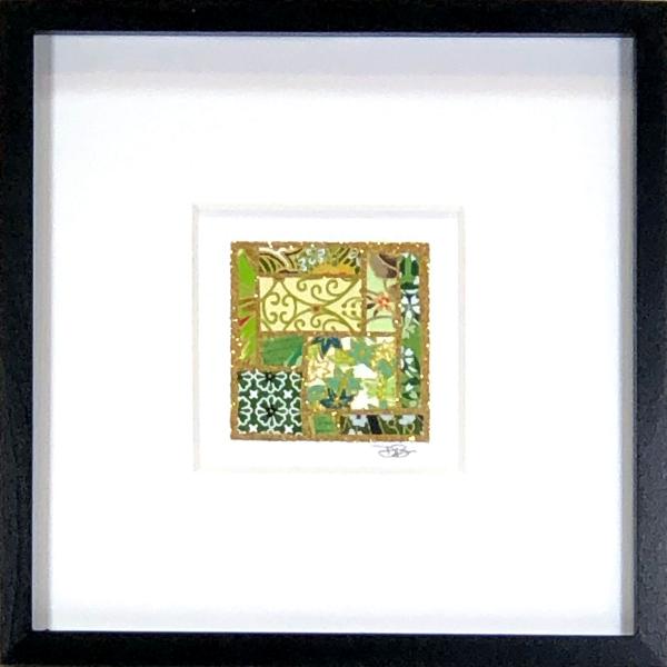 Greens 001  - 6"x6" Framed, Matted Washi Mosaic