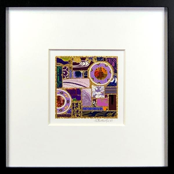 Purple Coins And Pieces II - 8"x8" Framed, Matted Washi Mosaic