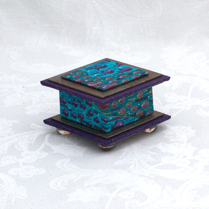 Pisces Washi Covered Box, 3"x3" (brim to brim); 2" tall