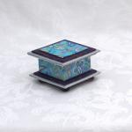 Blue Paisley Washi Covered Box, 3"x3" (brim to brim); 2" tall