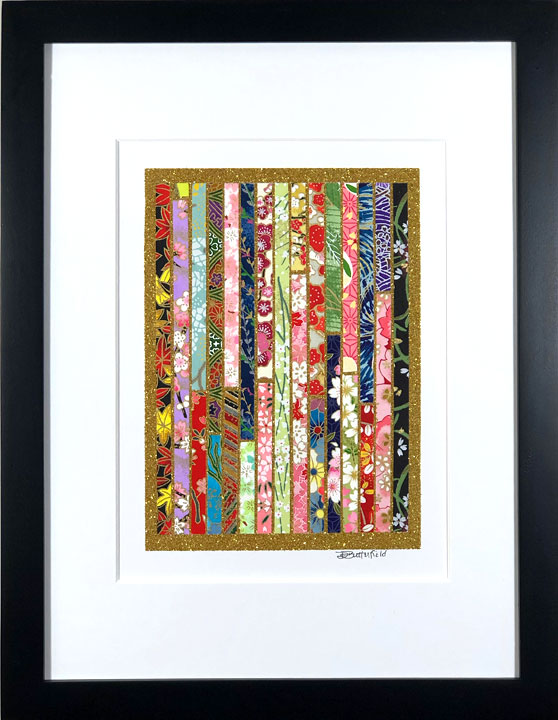 Clothesline - 9"x12" Framed, Matted Washi Mosaic picture